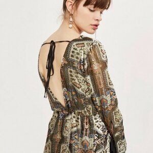 NWT Topshop Devore Plunge Neck Midi Dress